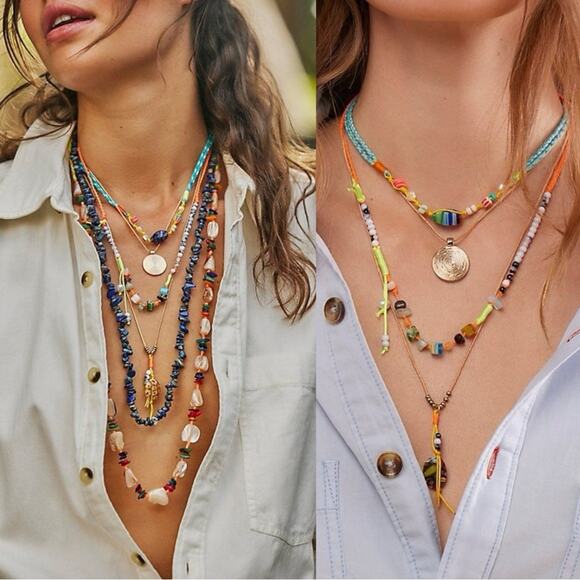 Free People My Magic Layered Necklace Gold Ariana Ost Bohemian Whimsical NEW - Picture 15 of 16